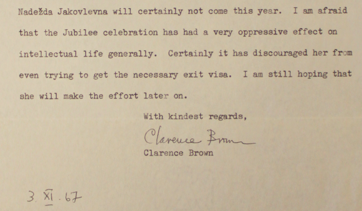 Clarence Brown - Yuri Ivask (November 3, 1967)